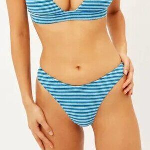 Frankies Bikinis Terrycloth Striped Bikini Bottom - Large